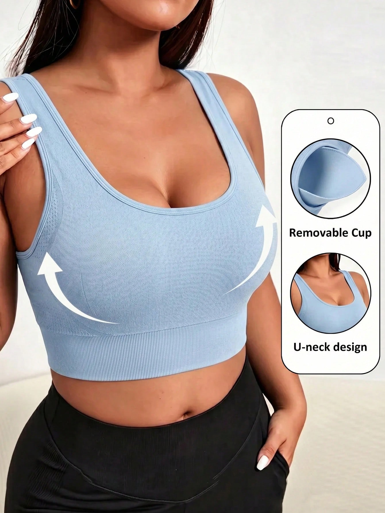 Push Up Bra Padded - Plus Size Seamless Sports Bra for