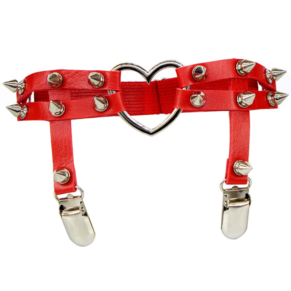 1Pcs Women Punk Goth Heart PU  - Garter Belt Set 评论和价格